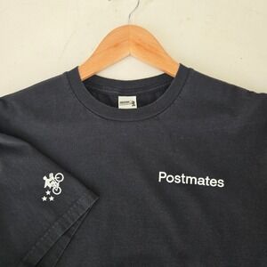 Gildan Postmates T-Shirt Mens Large Black Short Sleeve Delivery Graphic Logo Tee